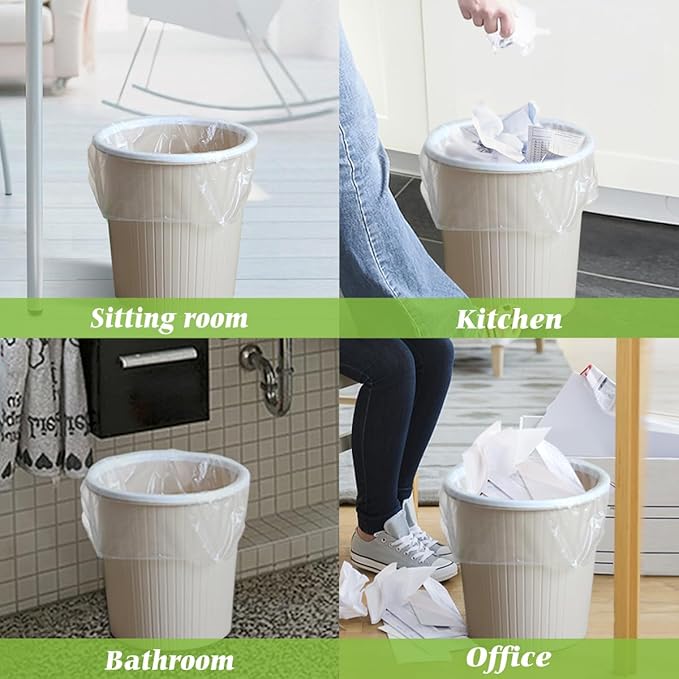Teivio 1 Gallon 300 Counts Strong Clear Trash Bags Garbage Bags,Mini Waste Basket Liners,Tiny Bathroom Trash Can Bin Liners,Small Plastic Bags for Home Office Kitchen Car Bedroom Dog waste Baby Diaper