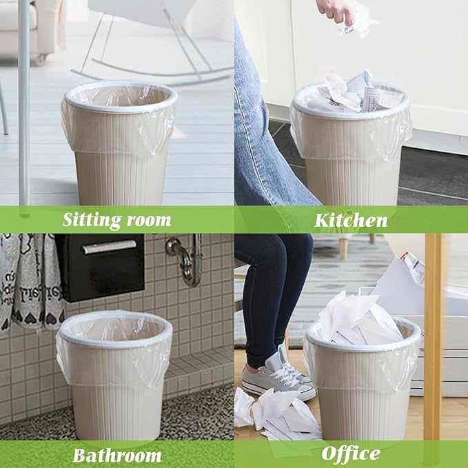 5 Gallon 330 Counts Strong Trash Bags Garbage Bags by Teivio, Bathroom Trash Can Bin Liners, Plastic Bags for home office kitchen, Clear