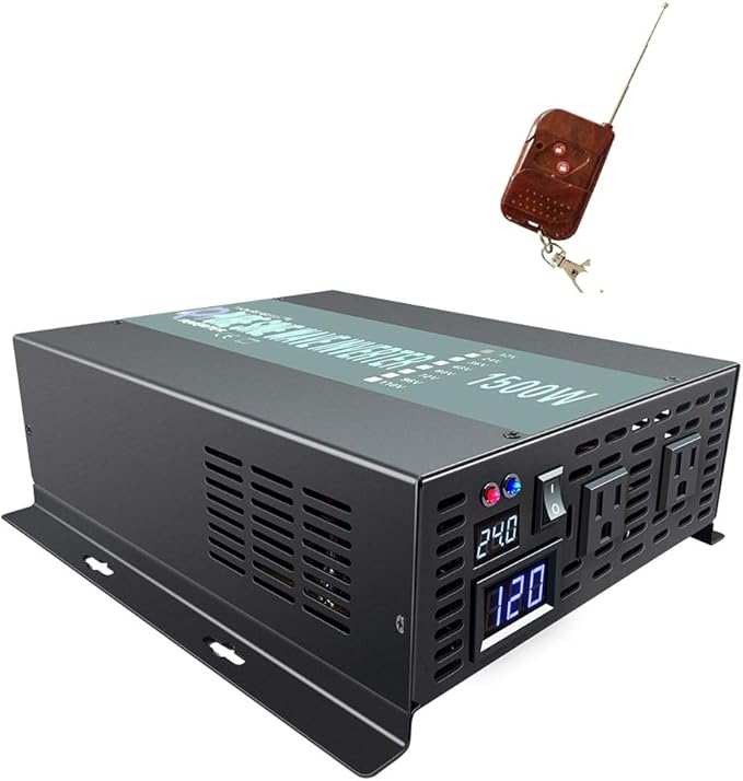 WZRELB 1500W 24V 120V Pure Sine Wave Solar Power Inverter with Remote Control Switch