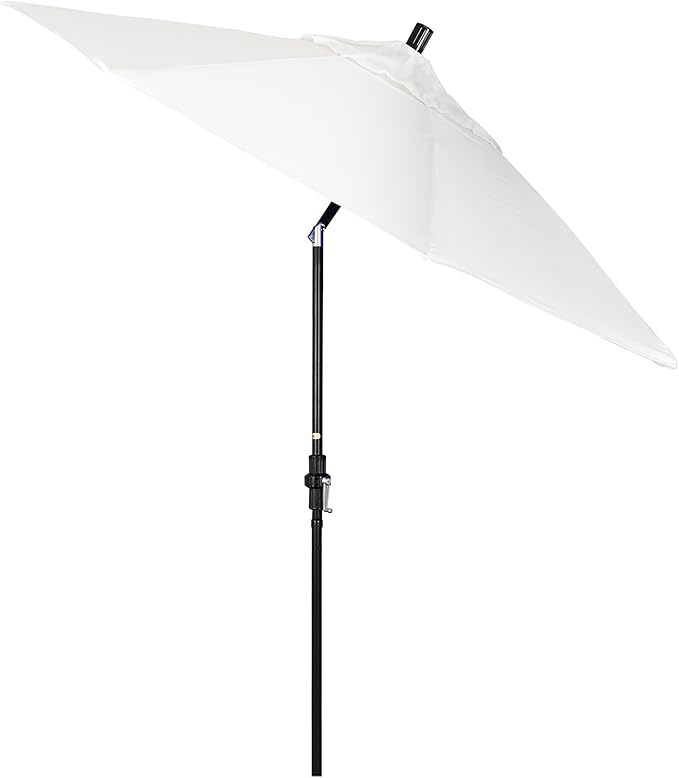 California Umbrella 9' Round Aluminum Pole Fiberglass Rib Market Umbrella, Crank Lift, Collar Tilt, Black Pole, Sunbrella Spectrum Mist