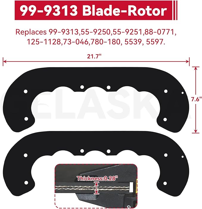 GELASKA 99-9313 Snow Blower Paddles with 55-8760 Scraper 55-9300 Belt and Hardware Kit Replaces 125-1128, 55-9250, 55-9251, 88-0771 for Toro CCR 2000, CCR 2400, CCR 2500, CCR 3000 Snowthrowers