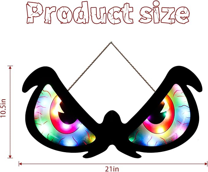 Halloween Decorations Spooky Eyes Lights - 21 Inch Large Wooden Window Eye Lights with 8 Color Modes for Halloween Decor Indoor Home,Wall,Window,Trees (Style - B)