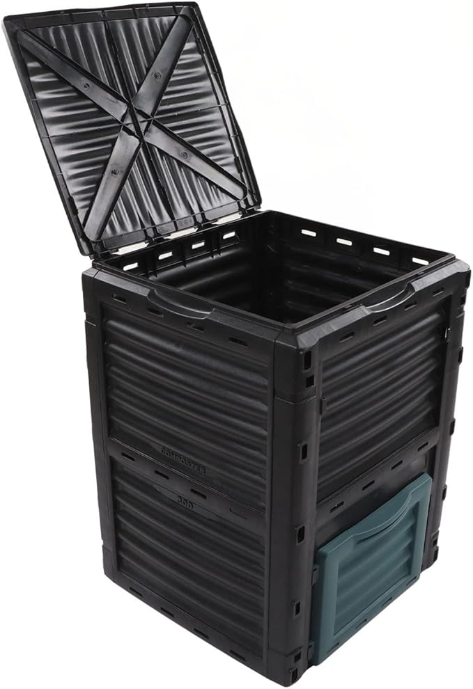 Large Capacity Compost Bin with Vent and Hinged Cover for Kitchen Garden Outdoor