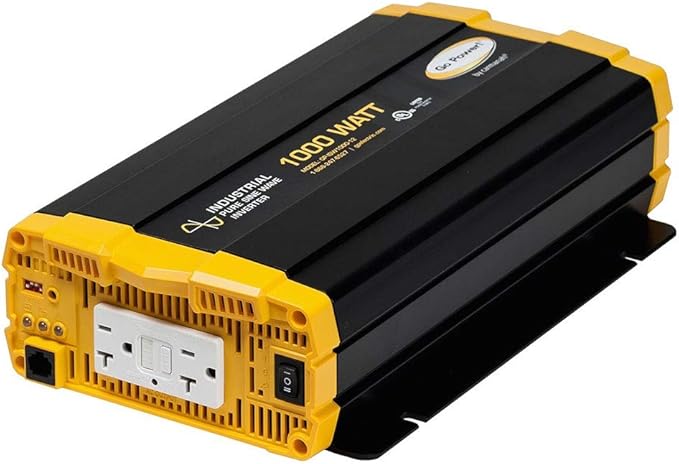 Go Power 1500 Watt Industrial Pure Sine Wave Inverter, 12V to 120V AC, Dual GFCI Outlets, PowerSave Mode, Overload Protection, Low-Profile Design, Ideal for Appliances & Sensitive Electronics