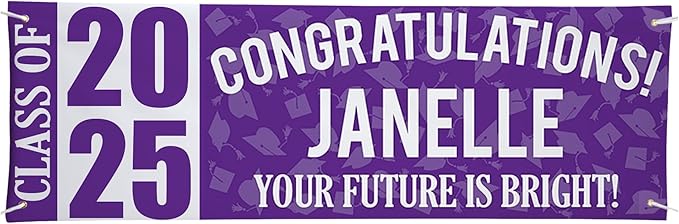 Let's Make Memories Personalized Graduation Banner Class of 2025 - Graduation Party Decorations - Congratulations Banner - Indoor/Outdoor Vinyl - Best in Class - Purple - 6 ft.