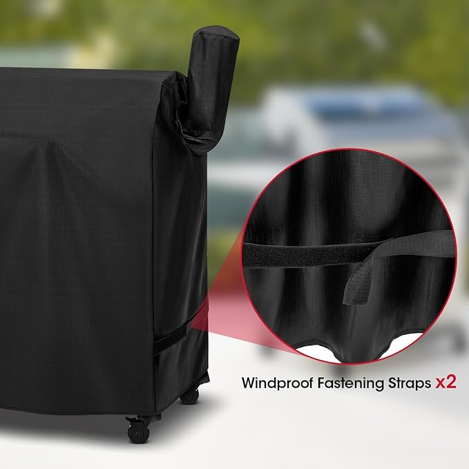 Unicook Pellet Grill Cover Compatible for Traeger Pro 34 Series, Texas, Pit Boss 820, Grilla Silverbac Grills, Unique Waterproof Vinyl with Polyester Lining, Outdoor Full Length Smoker Cover