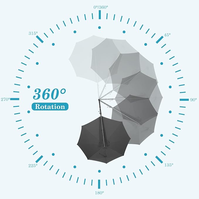 HOTIME10ft Patio Umbrella Cantilever Umbrella - Upgrade and Intensify - with 360 Rotation and 5 Angles Adjustment - Aluminum Offset Pool Umbrella Square Outdoor Umbrellas for Patio Garden Deck