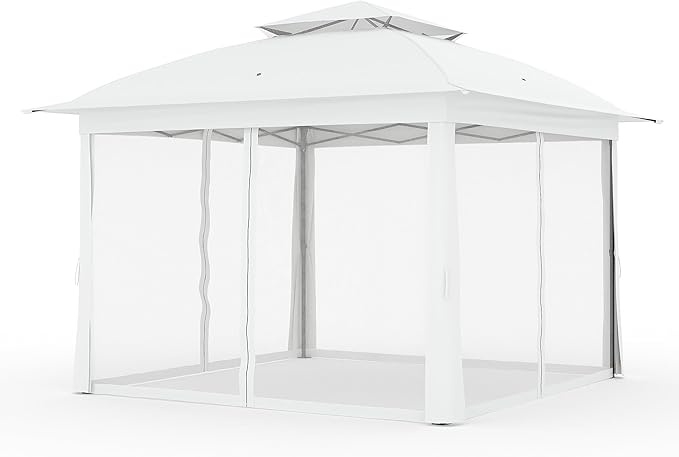 11x11 Pop Up Instant Gazebo Tent for Backyard, Pop Up Gazebo With Mosquito Netting, Outdoor Canopy Gazebos Waterproof With Portable Carrying Bag