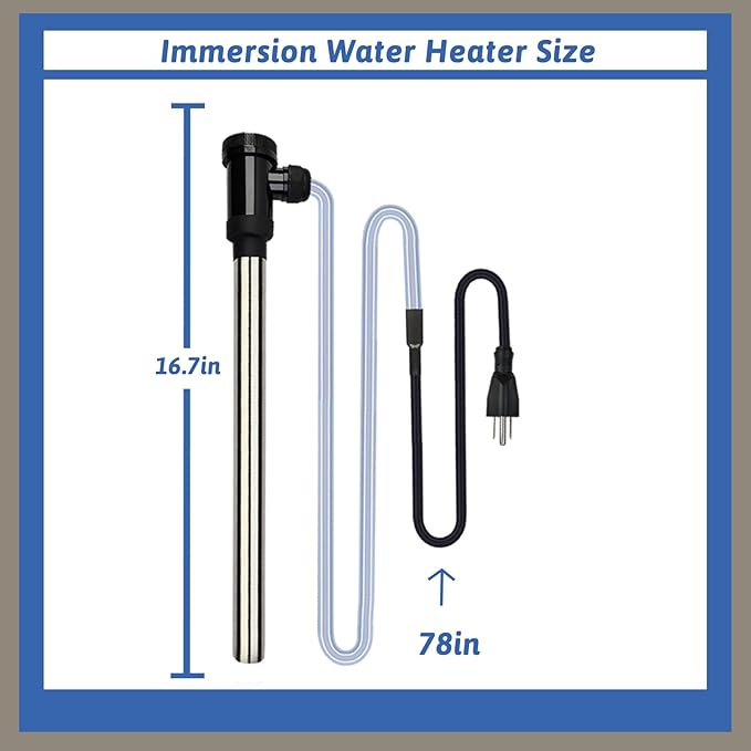 1800W Submersible Water Heater Portable Electric Pool and Hot Tub Immersion Water Heater with Temp Control, WiFi Timer for Bathtub, Spa, Swimming pool, above ground pool and baptismal pool