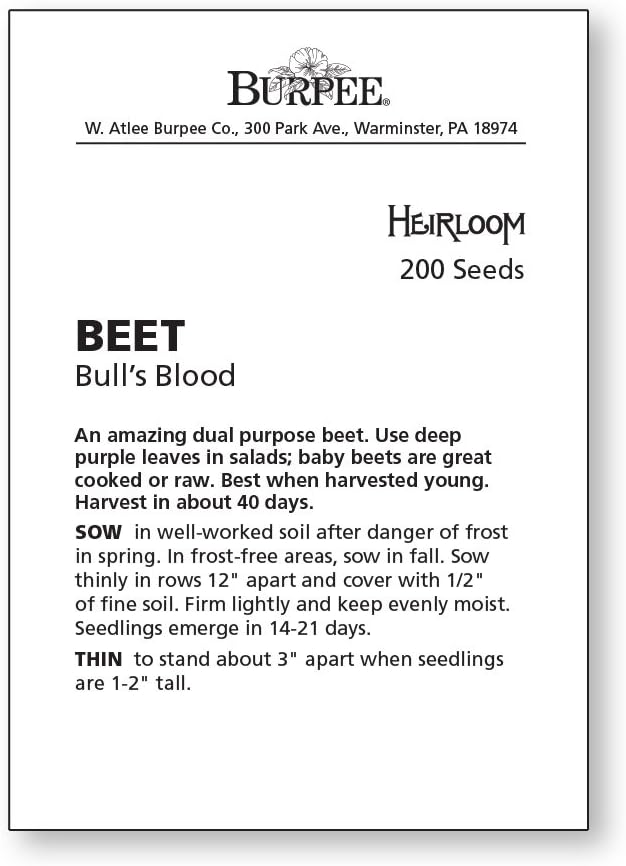 Burpee Bull's Blood (Heirloom) Beet Seeds 200 seeds