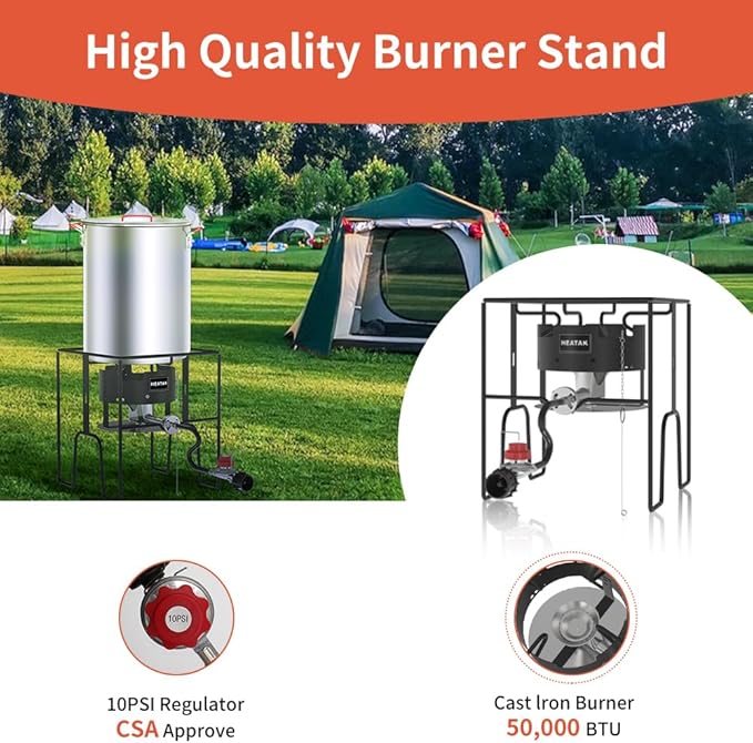 30 Qt Turkey Fryer & 10 Qt Fish Fryer Combo Kit with CSA Approved 50,000BTU Burner with 10PSI Regulator