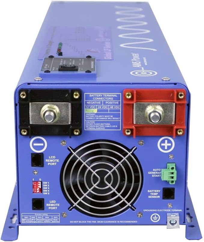 AIMS Power 4000 Watt 12 VDC Pure Sine Inverter Charger 120 & 240 Split Phase VAC Output Charges with 240VAC Input 120A Charger 40A Transfer Switch PICOGLF40W12V240VS