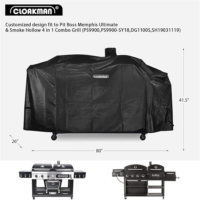 Premium Heavy-Duty Series Pit Boss Memphis Ultimate Grill Cover and Smoke Hollow PS9900-SY18 DG1100S 4in1 Combo Grill Cover GC7000