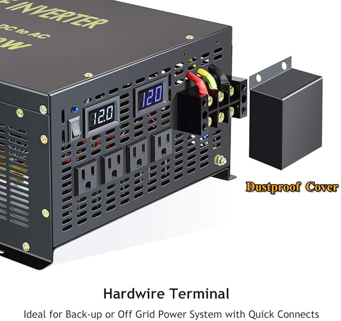WZRELB Pure Sine Wave 7000W (14000W Surge) 12V Power Inverter DC to AC Power - Solar, RV (RBP-700012)