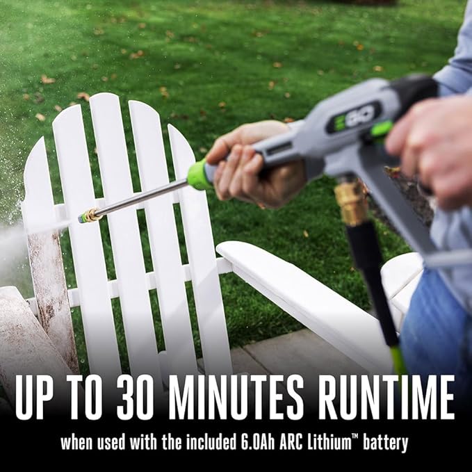 EGO Power+ 2100 Psi 1.2 Gpm Battery Powered Cold Water Pressure Washer with 4 Spray Nozzles 6.0Ah Kit
