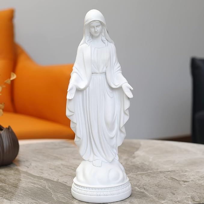 12 Inch Blessed Virgin Mary Decorative Figurine，Catholic Religious Gifts 12 Inch Resin Statue Figurine (White)…
