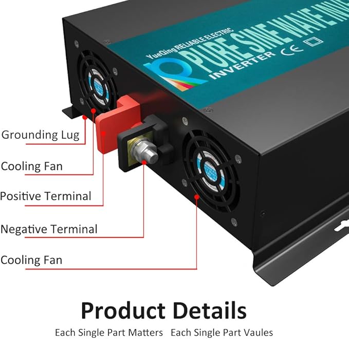 WZRELB 3000W 48V 120V Pure Sine Wave Power Inverter Remote Control with 2 AC Outlets,Car Inverter (RBPRC-300048)