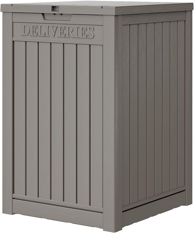 Package Delivery Box for Outside, 48 Gallon Storage with Lockable Secure, Large Double Wall Resin Outdoor Package Delivery Waterproof Deck