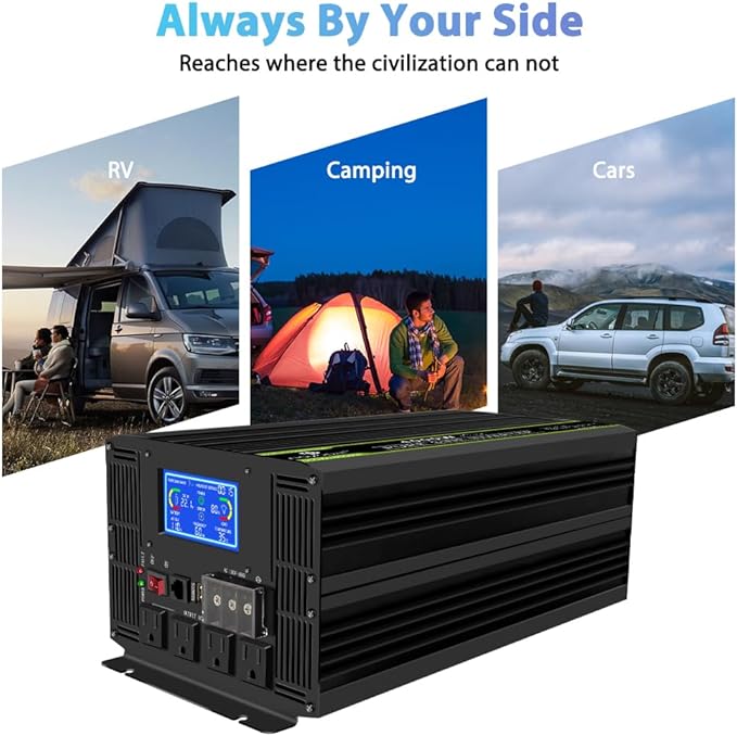 NOVOPAL 5000 Watt Pure Sine Wave Power Inverter DC 24V to AC 110V 120V Rv Inverters with 1 USB Port-16 feet Remote Control, LCD Display for Truck, Hurricane, Home