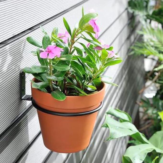 6 Pack 5in Flower Pot Holder Ring Wall Mounted Metal Planter Hooks Hangers Wall Bracket Wall Planter Hook (6, 5")