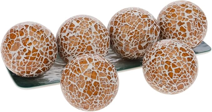 6 PCS 2.5inch Glass Decoration Gradients Solid Round Orbs Set Mosaic Sphere Balls for Living Room Table Bowls Vases Christmas Wedding Thanksgiving Party Centerpieces