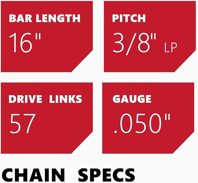 KAKEI Echo Chainsaw Chain 16 Inch 3/8" LP Pitch .050" Gauge 57 Drive Links- 91PX57CQ/ 91VG57CQ Fits Echo CS-3510/352/3400/400, Worx WG300,WG303 - S57 (3 Chains) - Semi Chisel