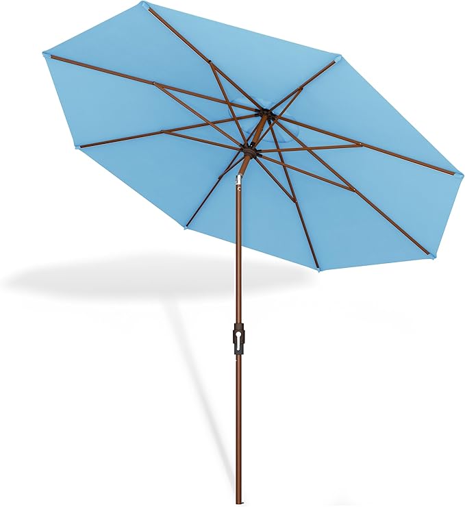 Midtown Umbrellas Sunbrella Umbrella Outdoor Patio Umbrella 2-8 Feet in Sunbrella Capri Acrylic Fabric - Auto-Tilt Aluminum Frame For Backyard Umbrella, Deck Umbrella & Porch Umbrella - Wooden Pole