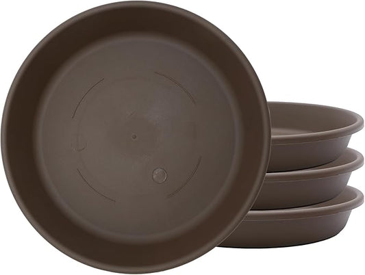 The HC Companies Flower Pot Saucers - Plastic Plant Saucer for Outdoors & Indoors - Traditional Design Plant Pot Trays for Water Drainage - Durable & Stylish Round Plant Tray (10-inch Chocolate)