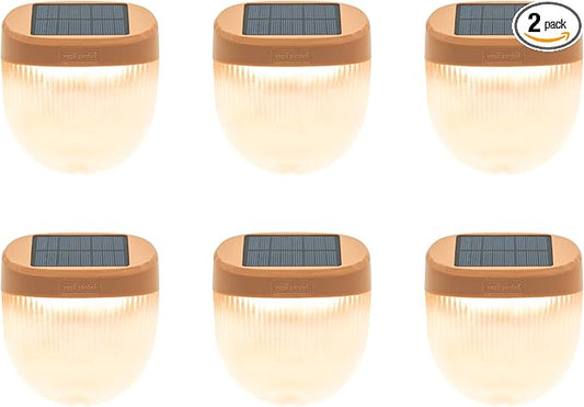 Vego garden Rippled Solar Garden Lights with Auto Sensors Magnetize Securely to Raised Beds, IPX4 Waterproof Outdoor LED Light for Patio & Yard Terra Cotta, 6 Pack