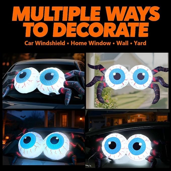 GARIG 4FT Halloween Inflatables Eyeballs Outdoor Decorations Build-in LEDs Lights Blow Up Yard Decorations for Garden Lawn Yard Decor