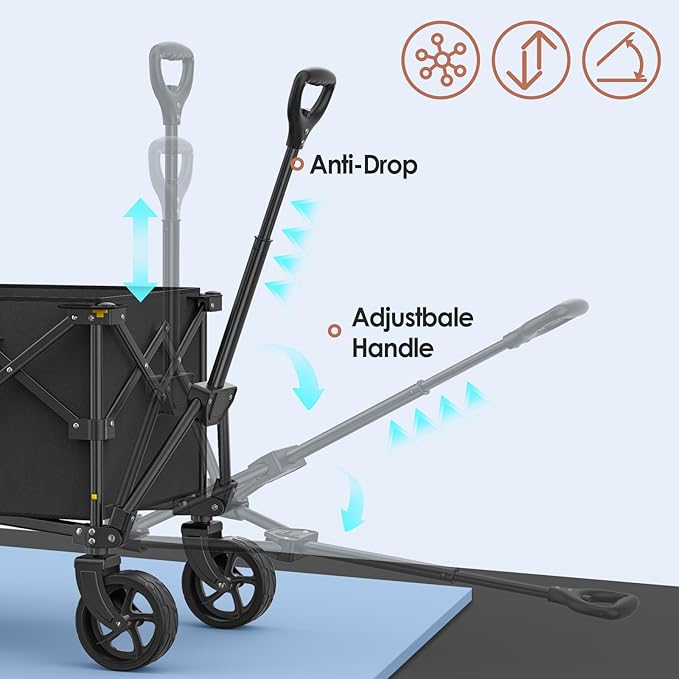 Collapsible Wagon Carts, Foldable Wagon Cart with All Terrain Wheels 330LBS Heavy Duty, Portable Utility Wagon for Grocery Shopping Fishing Garden Sports Beach Wagon Camping Cart