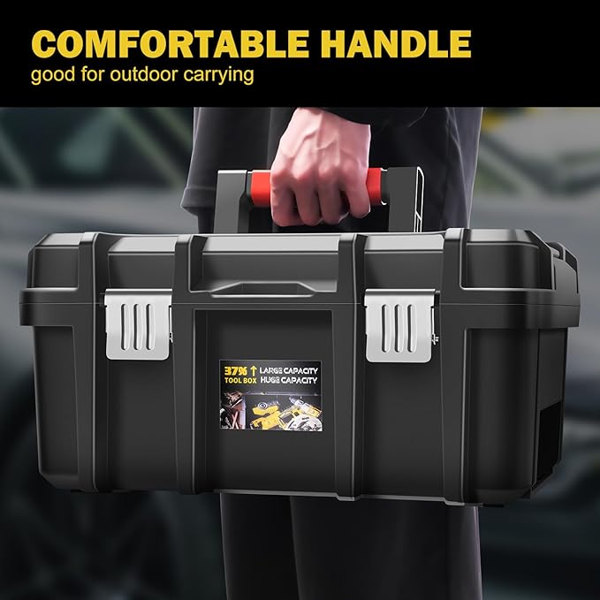 ‎DNA MOTORING Tool Box Lockable Organizer Storage Toolbox with Removable Tray for Workshop Garage & Household,Large Capacity,TOOLS-00309