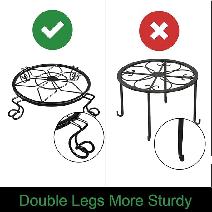 Flower Pot Stand Heavy Duty 2 Pack Planter Holder Indoor Outdoor Home & Garden Decor(Black)