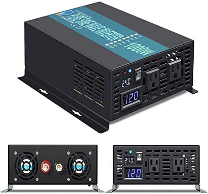 WZRELB 1000W 24V 120V Pure Sine Wave Power Inverter with 2 AC Outlets,Car Inverter