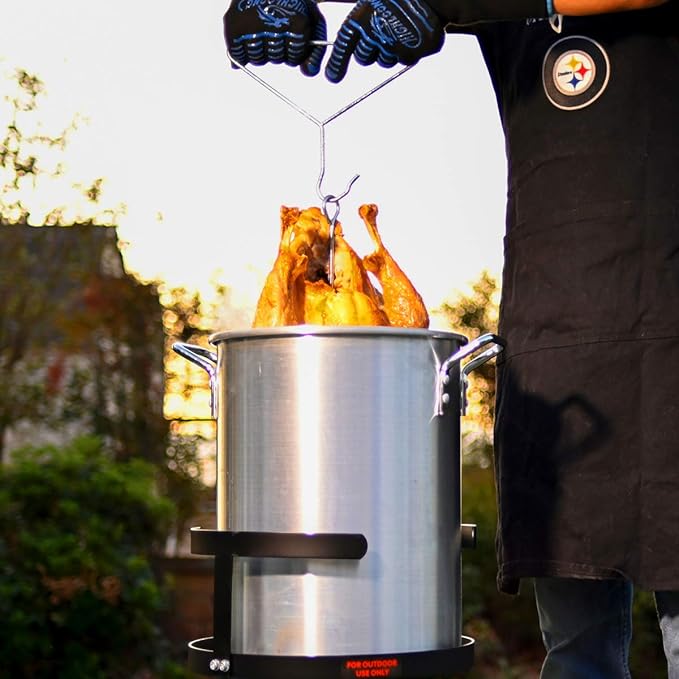 Barton 30Qt Turkey Deep Fryer Deluxe Aluminum 37,000 BTU Outdoor Boiler Roaster Clam Bake Crawfish Pot Boiling Lid Seafood Cajun Gas Stove Burner Stand Injector