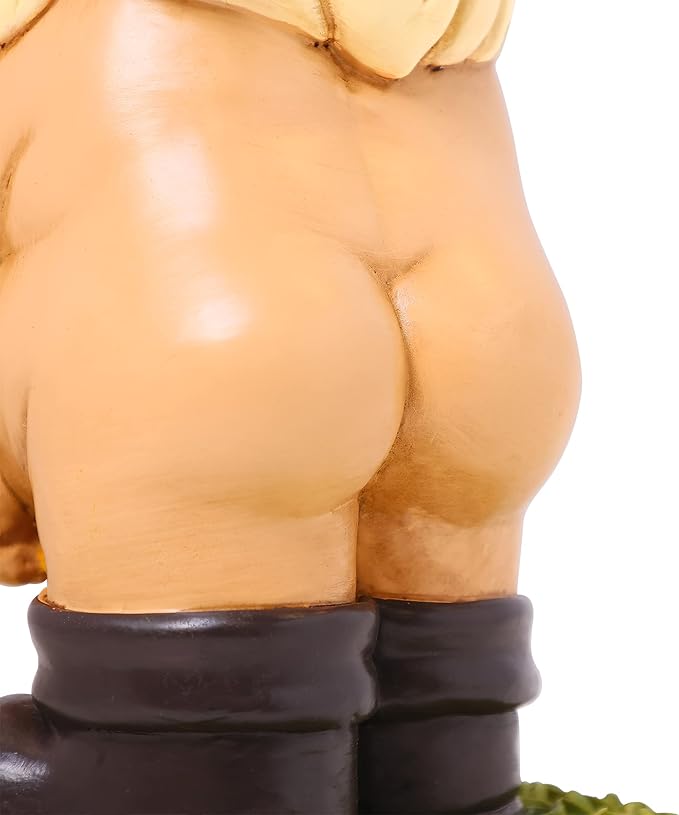 9” Naked Garden Gnome Statue – Naughty & Fun Yard Décor for Outdoor Spaces – Durable Resin Lawn Ornament – Hilarious Garden Gift for Women, Housewarming, or Backyard Decoration