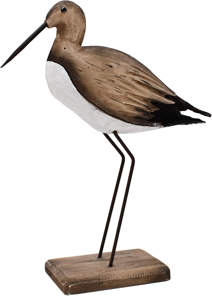 Morning View Wooden Sea Birds Decor Wood Seagull Statue Bird Figurines Seabird Statue Standing Seagulls Decorations Coastal Sculpture Nautical Beach Ocean Home Table Garden Yard Lawn Outdoor 11.5 Inch