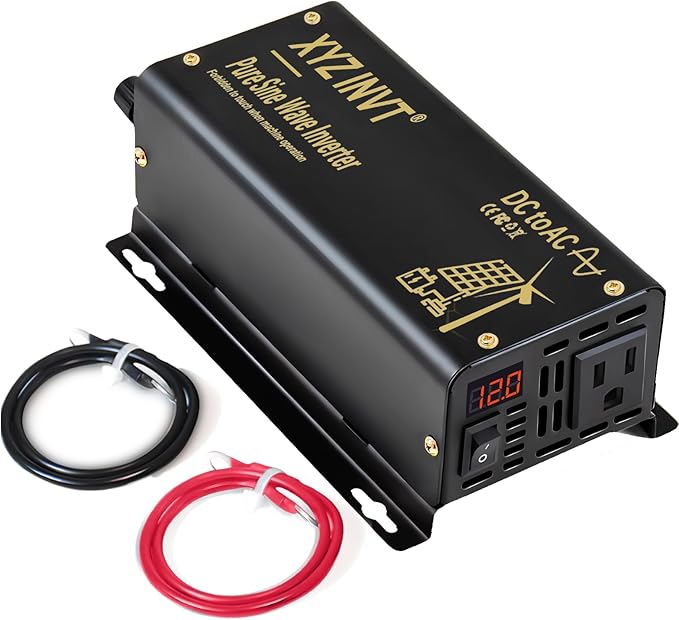 300W Pure Sine Wave Inverter DC 12V to AC 110V 120V Power Converter 600W Peak with LED Display for Most Small Power Appliances