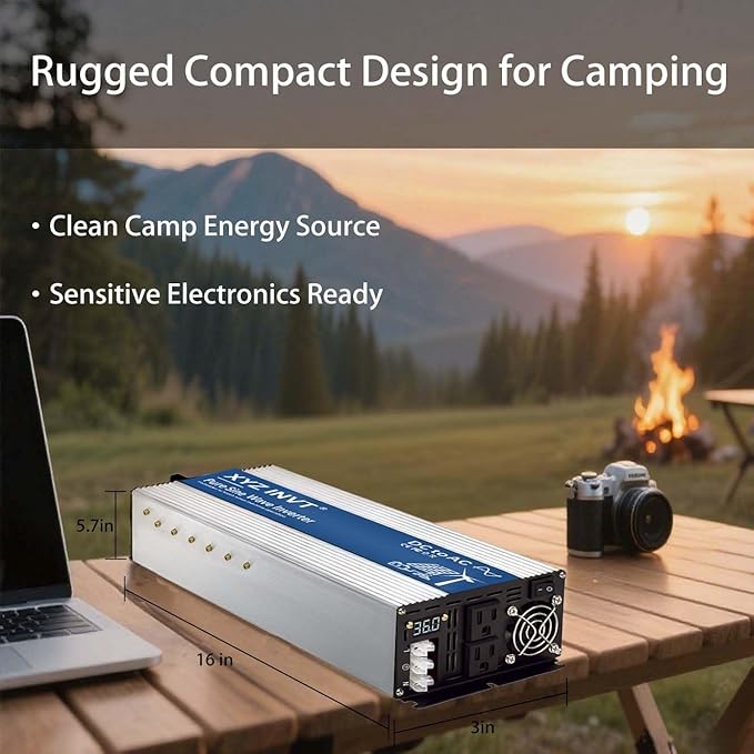 4000W Pure Sine Wave Inverter 36V to 120V AC, 8000W Peak Power - Portable Power Converter for Solar System, Off-Grid Home, RV, Truck & Camping
