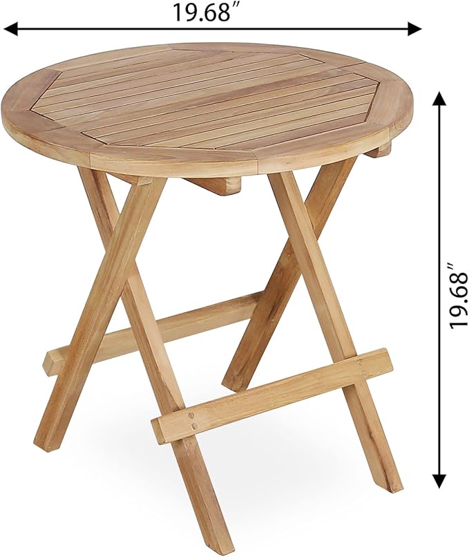 OTSUN Teak Outdoor Side Table,Patio Table with Adjustable Feet, Small Round Side Tables, Elegant Accent Outdoor Tables for Balcony Porch Poolside(Round Tables Folding)