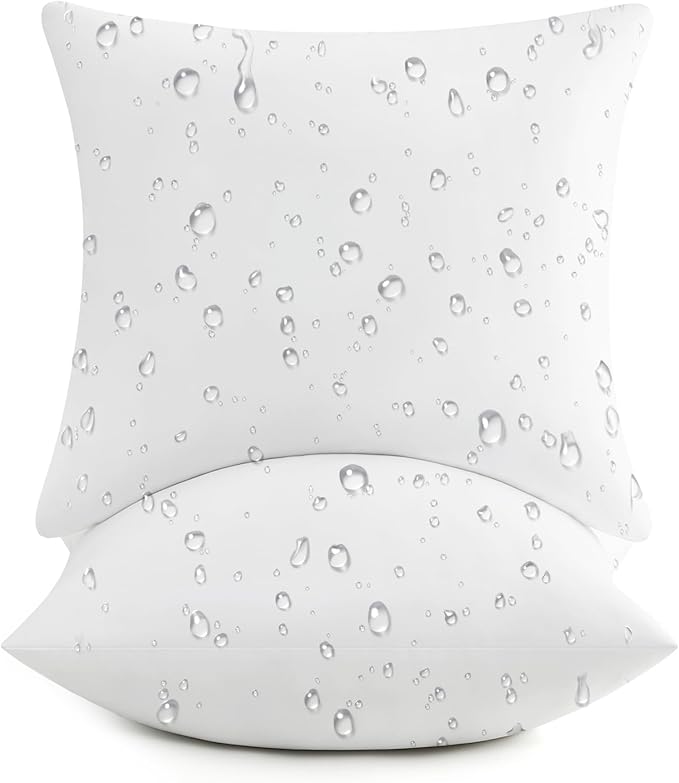 puredown® 18x18 Outdoor Pillow Inserts, Set of 2, Fluffy Soft Waterproof Down Alternative Square Form Sham Stuffer for Porch Swing Sofa Couch Cushion Patio Furniture