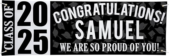 Let's Make Memories Personalized Graduation Banner Class of 2025 - Graduation Party Decorations - Congratulations Banner - Indoor/Outdoor Vinyl - Best in Class - Black - 6 ft.