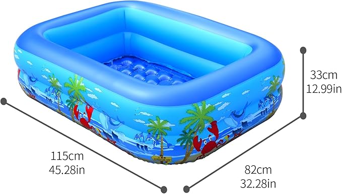 BaiaoInflatable Kiddie Swimming Pool for Adults and Kids, Blow Up Pool for Backyard, Garden, Indoor, or Summer Outdoor Play Water Happy Time