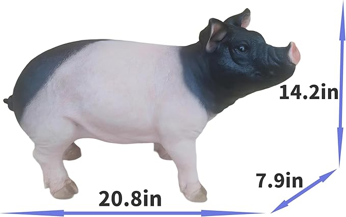 HOUDE Cute Pig Sculpture, 20.08 inches Long, decorates Outdoor Art Gardens, courtyards, lawns, and Indoor Public Spaces Such as Living Rooms and Balconies. (Black)