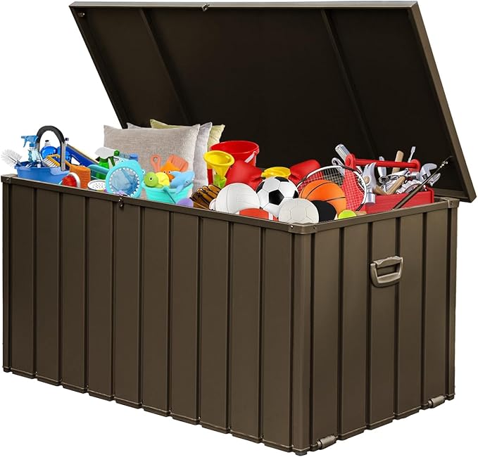 Domi 190-Gallon Outdoor Storage Box – Waterproof, Lockable Storage Cabinet for Patio Furniture, Garden Tools & Pool Supplies – Large Metal Storage for Cushions, Toys & More