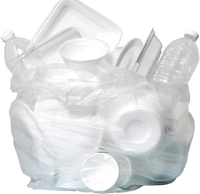 Aluf Plastics High Density Trash Bags, 45 Gallon, 1000 Count, 14 Micron (eq), 40" x 48", Clear, for Bathroom, Office, Industrial, Commercial, Janitorial, Municipal, Recycling