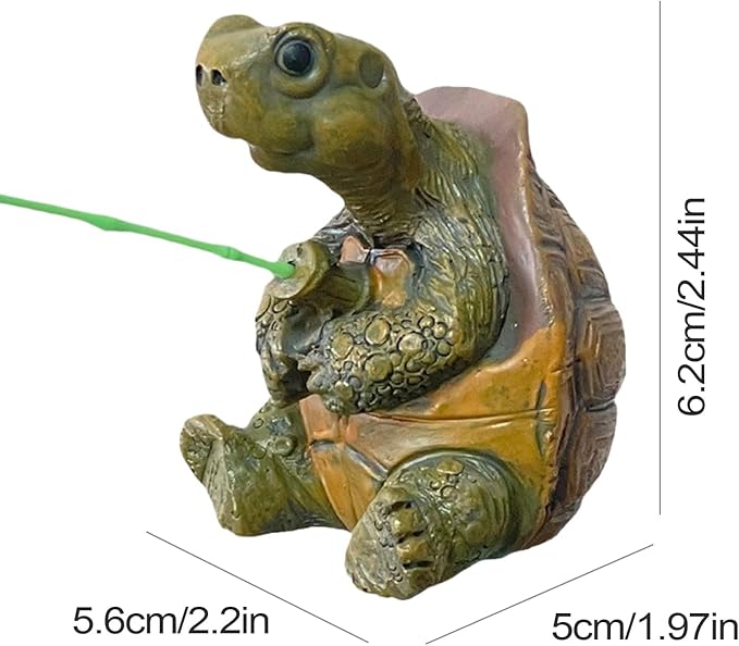 Banax Charming Resin Turtle Fishing Statue, Statue Cute Handmade Turtles Figurine Decor for Outdoor Garden, Patio, and Pond Decor, Ideal Gift Turtle Decor