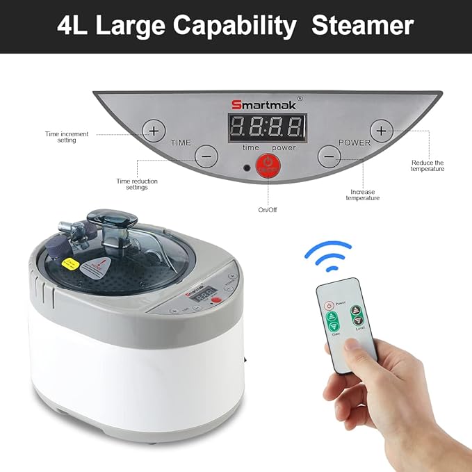 Smartmak Portable Home Steam Sauna, Full Size Personal Sauna Spa Box, Single Saunas Tent with Steamer, 4L 1500W Steam Generator 99 Min Timer, Remote Control, Upgraded Foldable Chair, Mat, Beige Brown