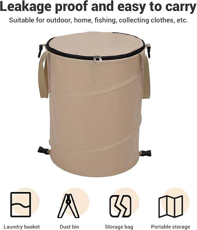 Zunate Collapsible Lawn and Leaf Bag, 24 Gallon Collapsible Trash Can, Reusable Outdoor Yard Waste Leaf Bag Garden Garbage Bin, Garden Garbage Bag with Lid, Lawn and Leaf Bags for