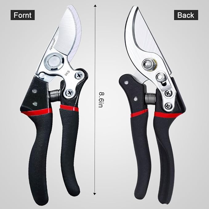 Garden Shears, Handheld Pruning Shears for Heavy Duty, Ergonomic Gardening Tools for Pruning Branches, Plants, Shrubs and Vines, Professional Sharp Garden Scissors (Classic Garden Shears)